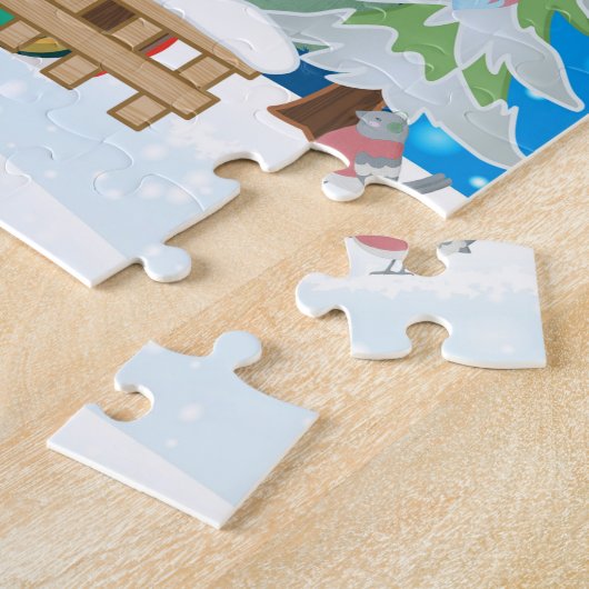 Dalmatische hond met kerstcadeaus legpuzzel (Zijkant)