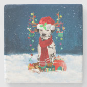 Dalmatische hond met kerstcadeaus stenen onderzetter (Voorkant)