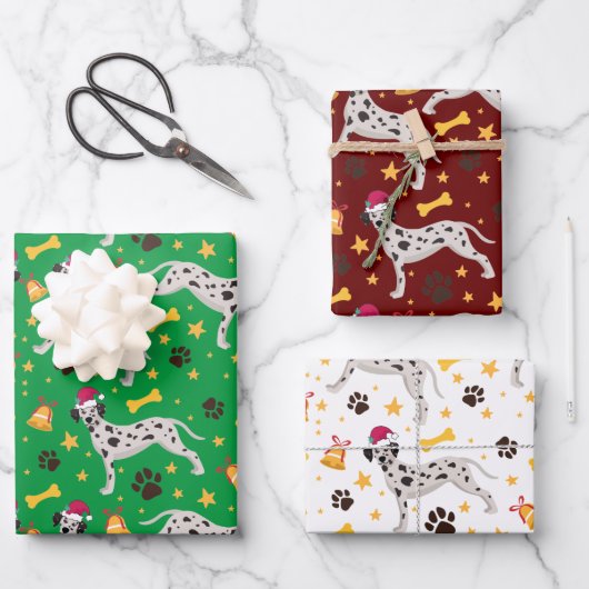 Dalmatische hond met kerstmis inpakpapier vel (Voorkant)