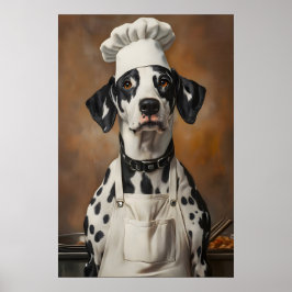 Dalmatische hond met kookmuts poster, huisdierpost poster