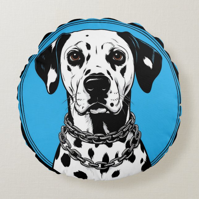 Dalmatische Hond Modern Hond Kunst Huis Decoratie  Rond Kussen (Voorkant)