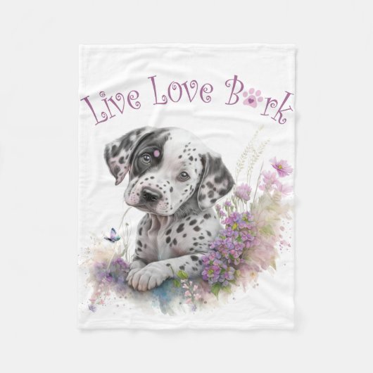 Dalmatische Hond Moeder Bloemstuk Fleece Deken (Voorkant)