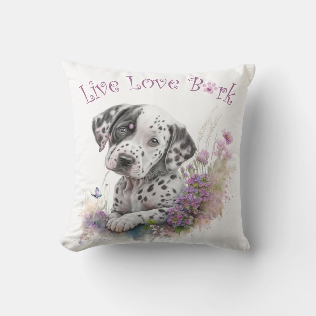 Dalmatische Hond Moeder Bloemstuk Kussen (Voorkant)