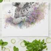 Dalmatische Hond Moeder Bloemstuk Theedoek (Gevouwen)