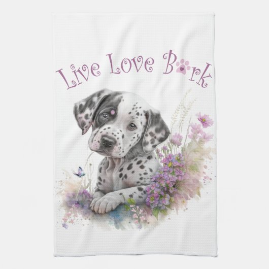 Dalmatische Hond Moeder Bloemstuk Theedoek (Verticaal)