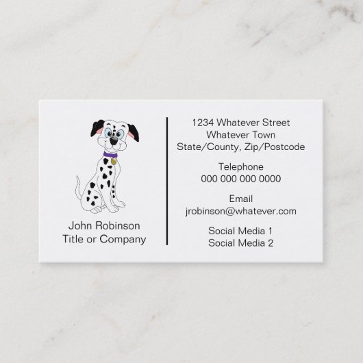 Dalmatische hond ontwerp boarden kennels visitekaartje (Voorkant)