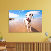 Dalmatische hond op strand canvas afdruk (Insitu (Woonkamer))