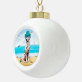 Dalmatische Hond op Strand Keramische Bal Ornament (Rechts)