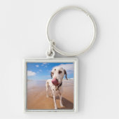Dalmatische hond op strand sleutelhanger (Voorkant)