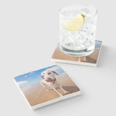 Dalmatische hond op strand stenen onderzetter (Zijkant)