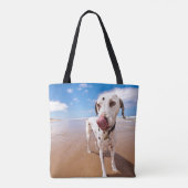 Dalmatische hond op strand tote bag (Achterkant)
