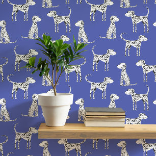 Dalmatische hond patroon blauw behang