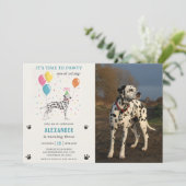 Dalmatische Hond Pawty Puppy Verjaardagsfeestfoto Kaart (Staand voorkant)