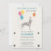 Dalmatische Hond Pawty Puppy Verjaardagsfeestje Kaart (Voorkant)