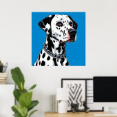 Dalmatische hond portret tegen blauwe achtergrond poster (Thuiskantoor)
