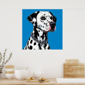 Dalmatische hond portret tegen blauwe achtergrond poster (Keuken)