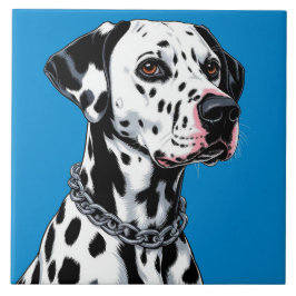 Dalmatische hond portret tegen blauwe achtergrond tegeltje