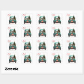 Dalmatische hond Retro Truck Kerstmis Vierkante Sticker (Vel)