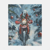 Dalmatische Hond Rijden Motorfiets Kerstmis Fleece Deken (Voorkant)