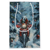 Dalmatische Hond Rijden Motorfiets Kerstmis Medium Cadeauzakje (Voorkant)