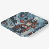 Dalmatische Hond Rijden Motorfiets Kerstmis Papieren Bordje (Gebogen)