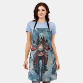 Dalmatische Hond Rijden Motorfiets Kerstmis Schort (Gedragen)