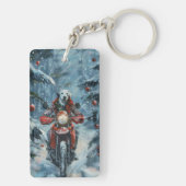 Dalmatische Hond Rijden Motorfiets Kerstmis Sleutelhanger (achterkant)