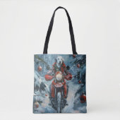 Dalmatische Hond Rijden Motorfiets Kerstmis Tote Bag (Voorkant)