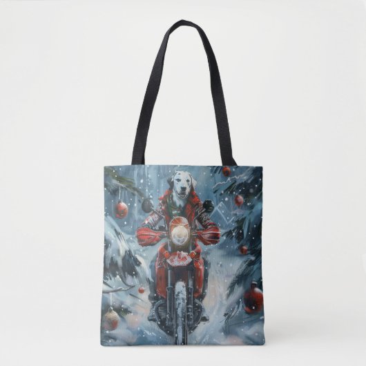 Dalmatische Hond Rijden Motorfiets Kerstmis Tote Bag (Voorkant)