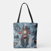 Dalmatische Hond Rijden Motorfiets Kerstmis Tote Bag (Achterkant)