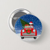 Dalmatische hond rijdt auto in sneeuw Kerstmis Ronde Button 5,7 Cm (Voorkant /achterkant)