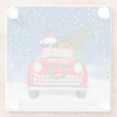 Dalmatische hond rijdt met sneeuwkerst glazen onderzetter (Achterkant)