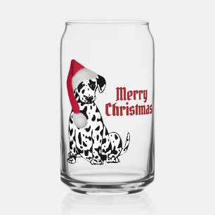 Dalmatische Hond Rood Kous Pet Vrolijk Kerstfeest Blikvorm Glas