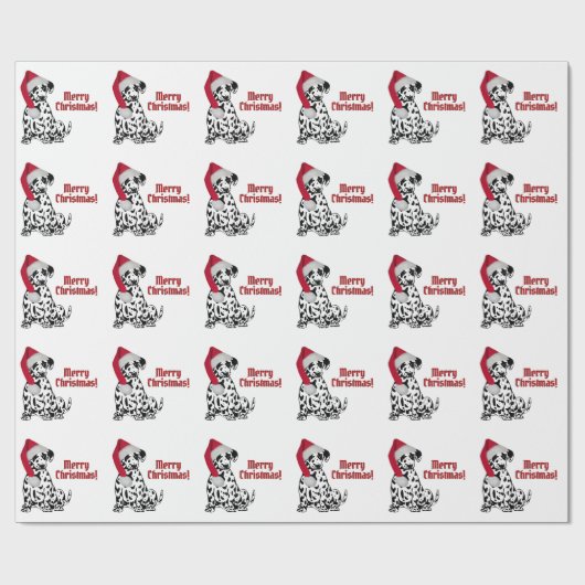 Dalmatische Hond Rood Kous Pet Vrolijk Kerstfeest Cadeaupapier (Vlak)