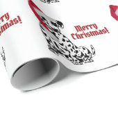 Dalmatische Hond Rood Kous Pet Vrolijk Kerstfeest Cadeaupapier (Rol Hoek)