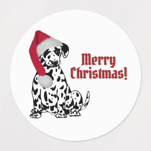 Dalmatische Hond Rood Kous Pet Vrolijk Kerstfeest Labels (Design 1)