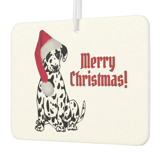 Dalmatische Hond Rood Kous Pet Vrolijk Kerstfeest Luchtverfrisser (Links)