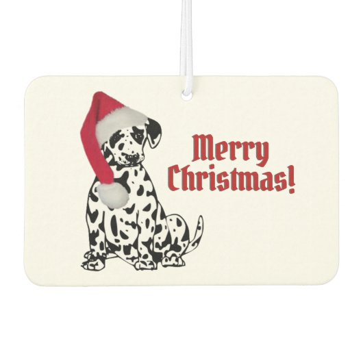 Dalmatische Hond Rood Kous Pet Vrolijk Kerstfeest Luchtverfrisser (Voorkant)
