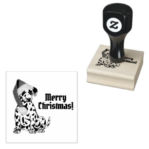 Dalmatische Hond Rood Kous Pet Vrolijk Kerstfeest Rubberstempel
