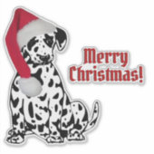 Dalmatische Hond Rood Kous Pet Vrolijk Kerstfeest Sticker (Voorkant)