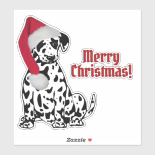 Dalmatische Hond Rood Kous Pet Vrolijk Kerstfeest Sticker