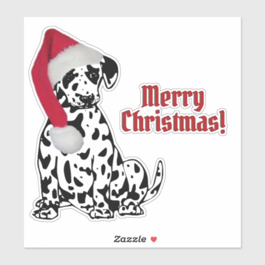 Dalmatische Hond Rood Kous Pet Vrolijk Kerstfeest Sticker (Vel)
