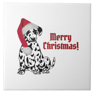 Dalmatische Hond Rood Kous Pet Vrolijk Kerstfeest Tegeltje