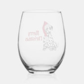 Dalmatische Hond Rood Kous Pet Vrolijk Kerstfeest Wijnglas Zonder Voet (Achterkant)