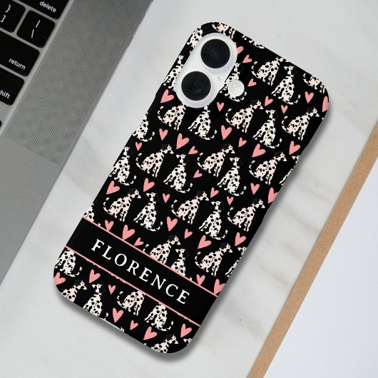 Dalmatische Hond Roze Harten Patroon Naam Case-Mate iPhone Case