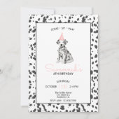 Dalmatische Hond Roze Kom Zit Blijf Kaart (Voorkant)