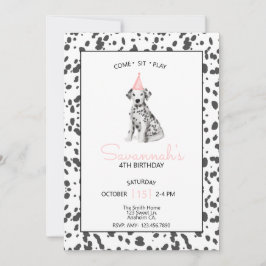 Dalmatische Hond Roze Kom Zit Blijf Kaart