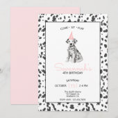 Dalmatische Hond Roze Kom Zit Verblijf Kaart (Voorkant / Achterkant)