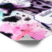 Dalmatische Hond Roze Paarse Turquoise Verjaardag Poster (Hoek)