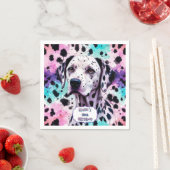 Dalmatische Hond Roze Paarse Turquoise Verjaardag Servet (Insitu)